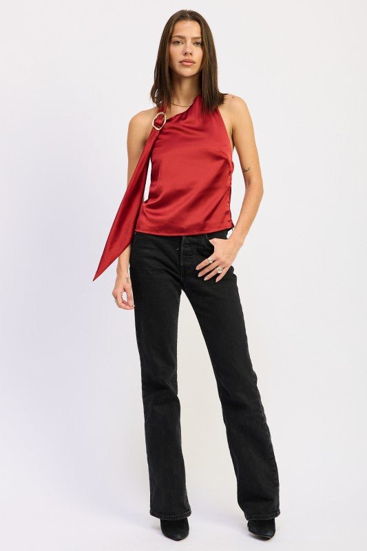 ONE SHOULDER TOP WITH SCARF DETAIL - Robbi & Angel