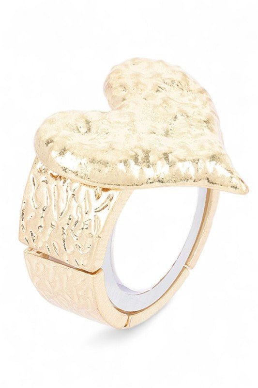 Textured Heart Oversize Stretch Bracelet - Robbi & Angel