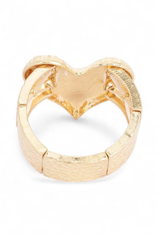 Textured Heart Oversize Stretch Bracelet - Robbi & Angel