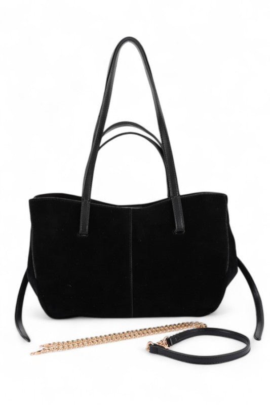 Faux Suede Multi Strap Tote Bag - Robbi & Angel