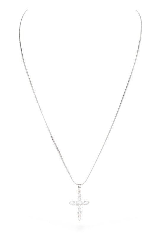 Cubic Zirconia Cross Pendant Necklace - Robbi & Angel