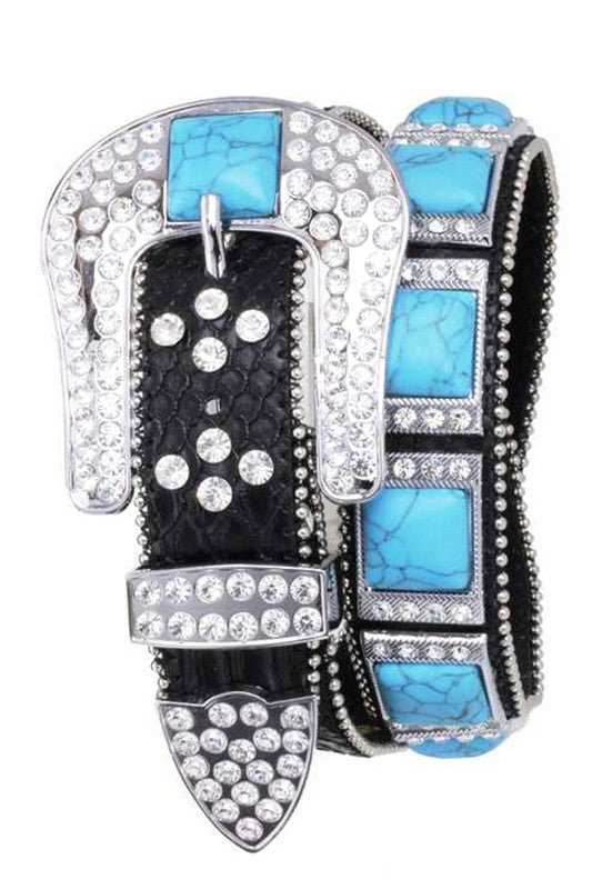 Turquoise Stone Western Leather Belt - Robbi & Angel