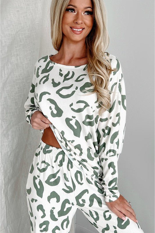 Leopard Animal Print Long Sleeve Loungewear Set - Robbi & Angel