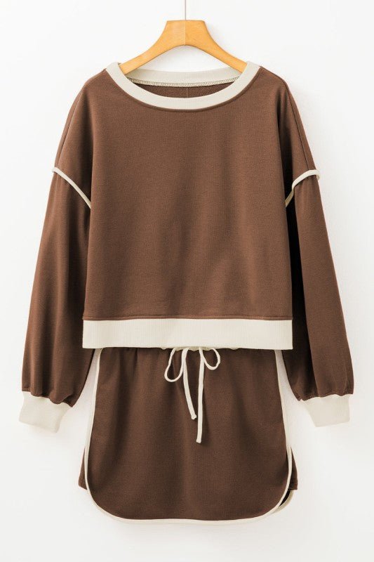 Colorblock Long Sleeve Top and Skort Set - Robbi & Angel