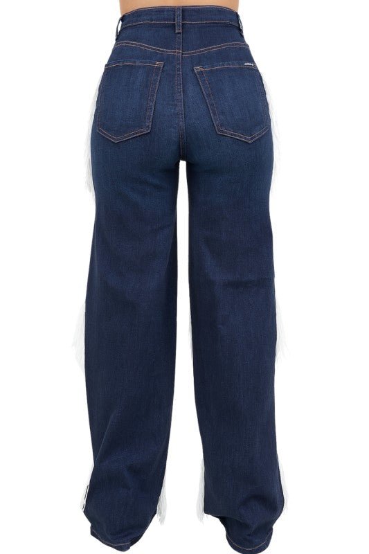 Western Fringe Wide Leg Jean - White Fringe - Robbi & Angel