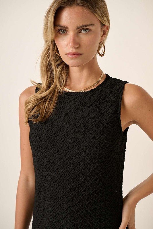 Side Slit Round Neck Sleeveless Dress - Robbi & Angel