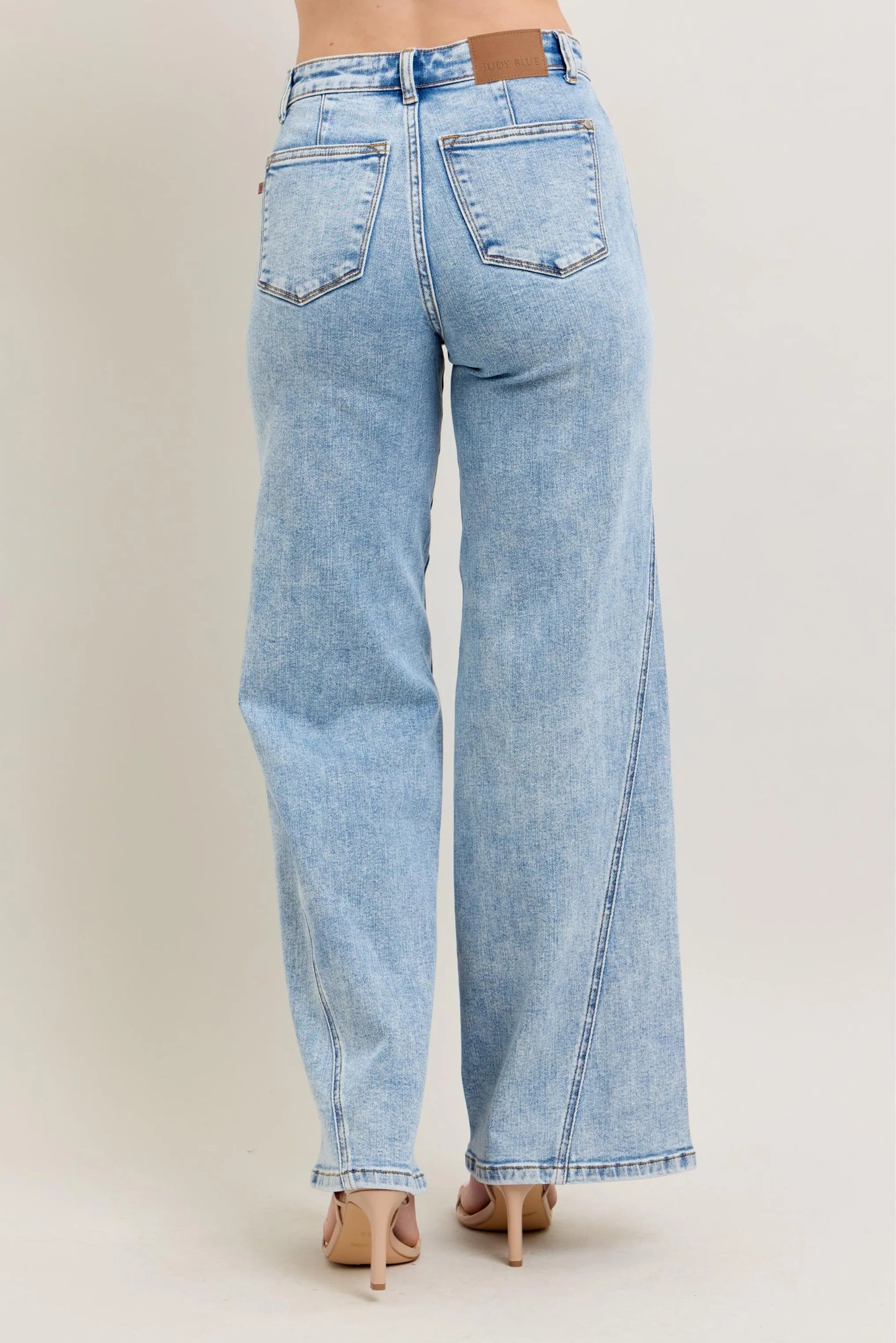 Judy Blue Full Size High Waist Wide Leg Jeans with Skewed Inseam Plus Size - Robbi & Angel
