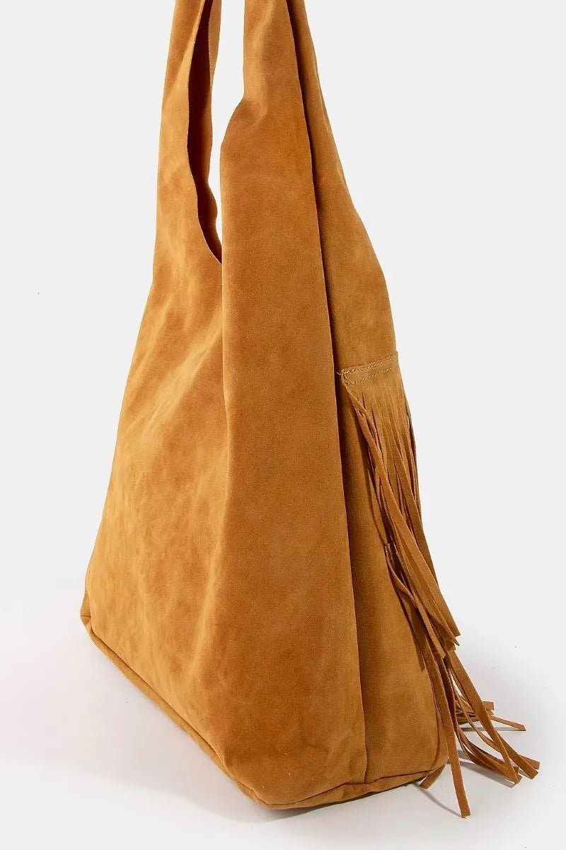 Fame Layered Fringe Detail Suede Hobo Bag - Robbi & Angel