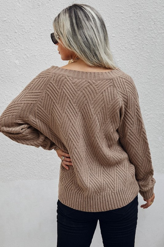 V Neck Cross Long Sleeves Sweater - Robbi & Angel