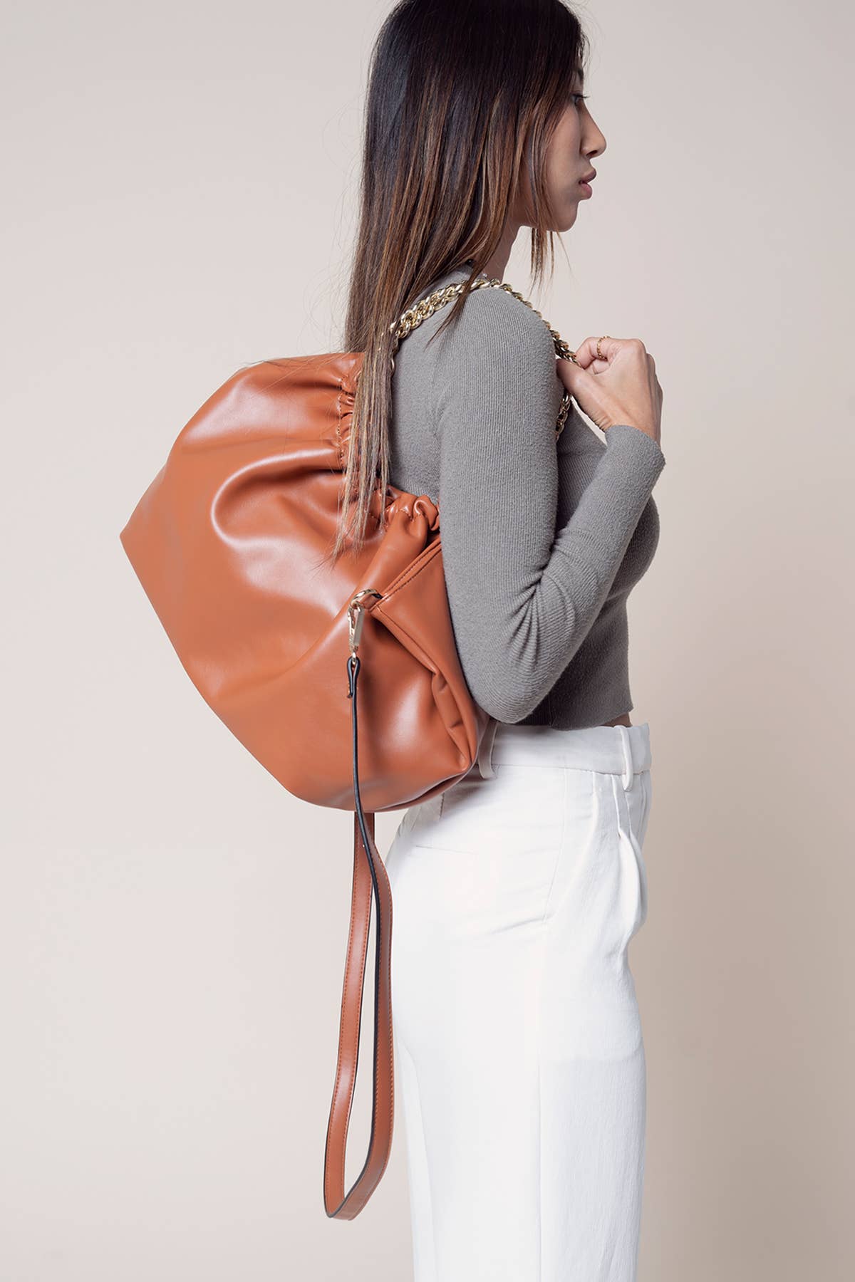 Stassi Slouchy Satchel w/ Chain