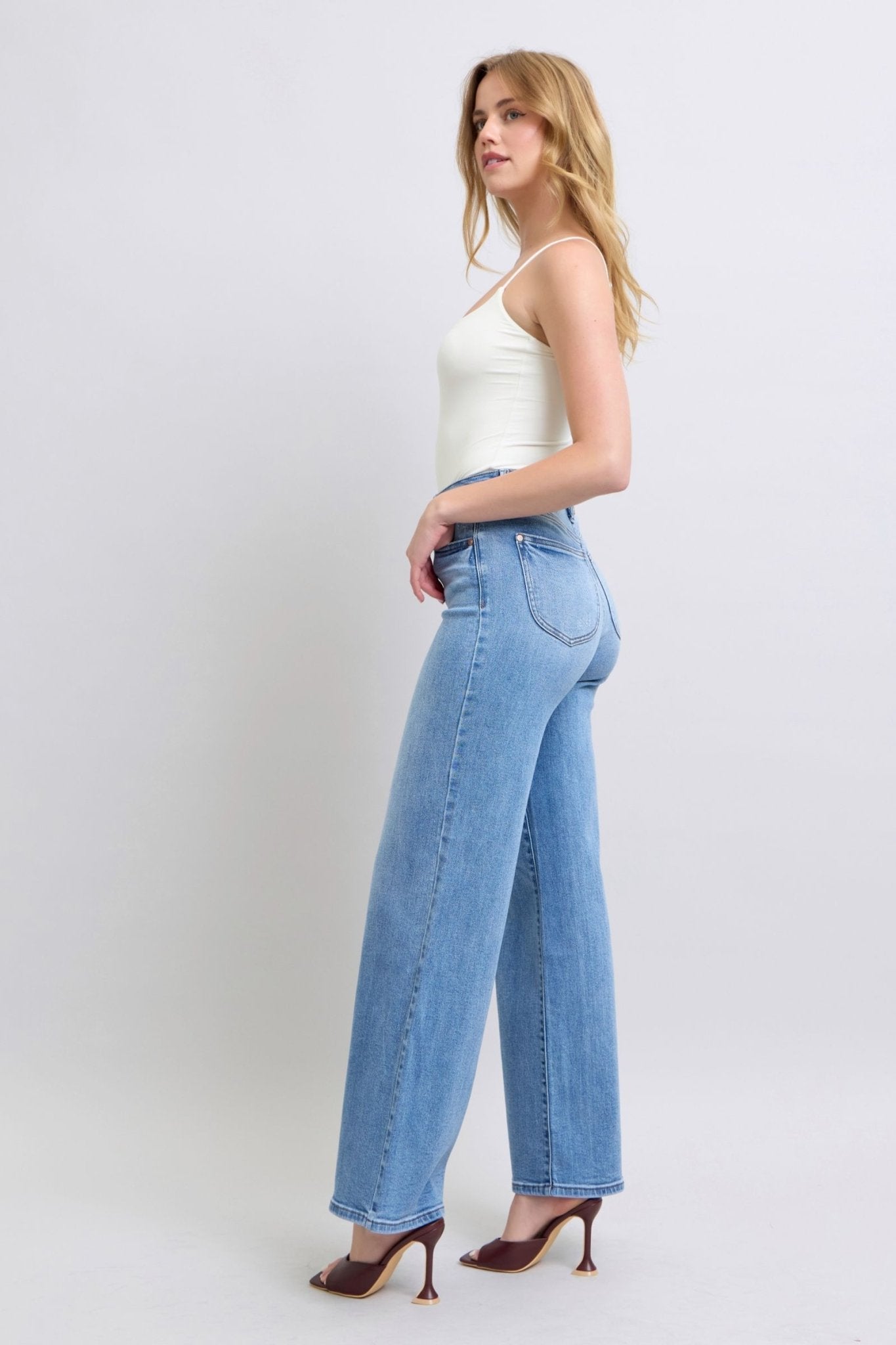 Judy Blue Full Size Wide Leg Jeans with Pockets - Robbi & Angel