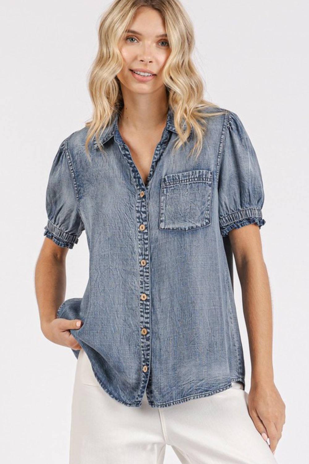 Mittoshop Collared Neck Puff Sleeve Shirt - Robbi & Angel
