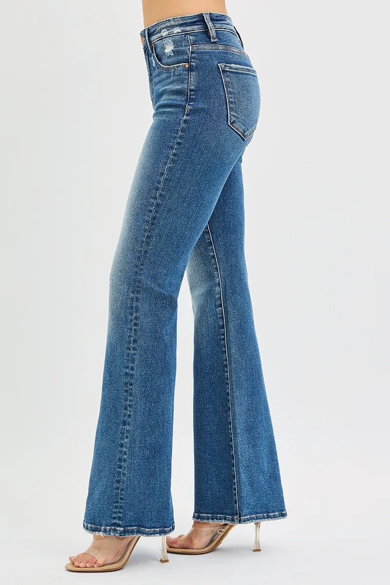 RISEN Full Size Tummy Control High Rise Flare Jeans/ Plus Size - Robbi & Angel