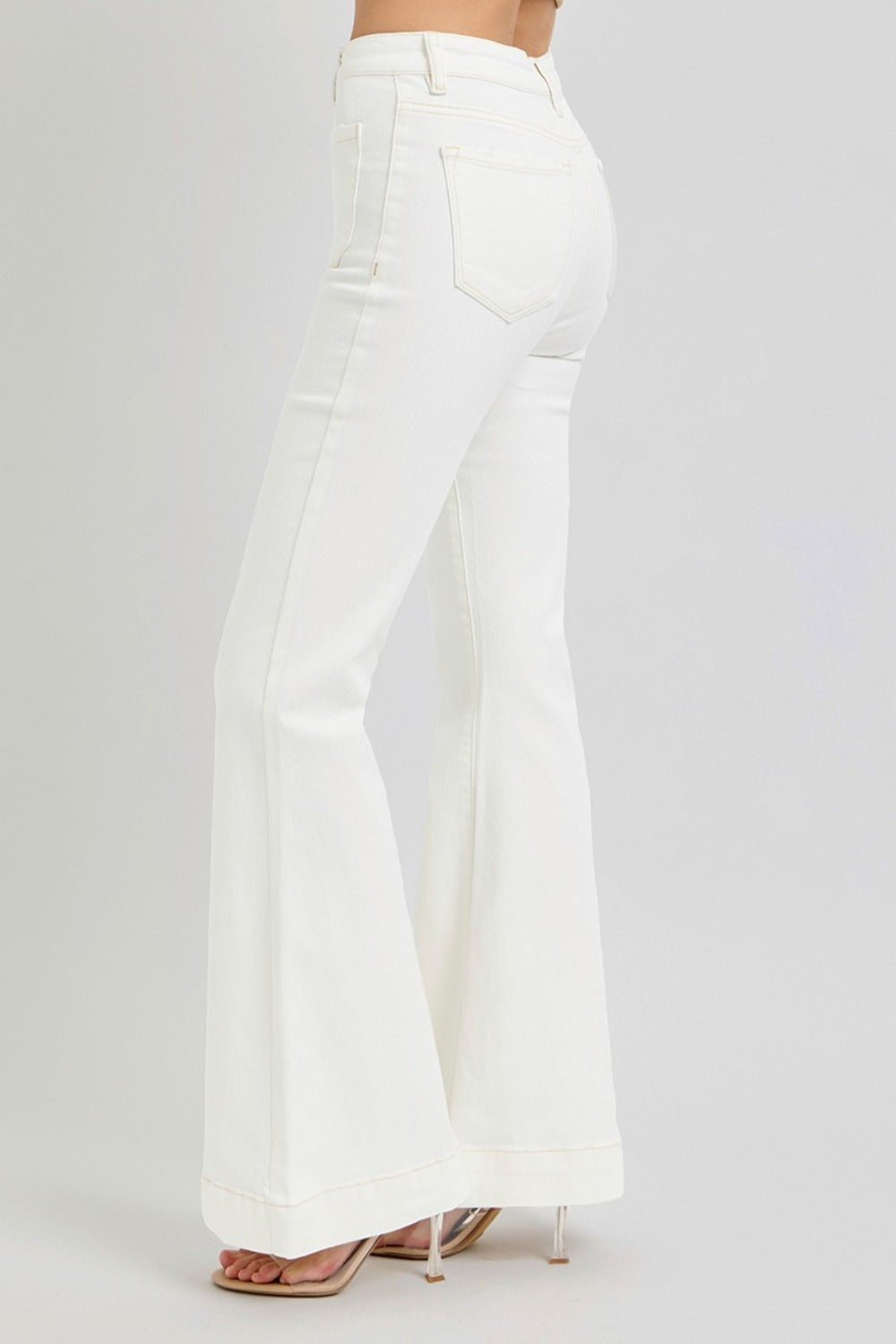 RISEN Full Size High Rise Front Patch Pocket Flare Jeans - Robbi & Angel