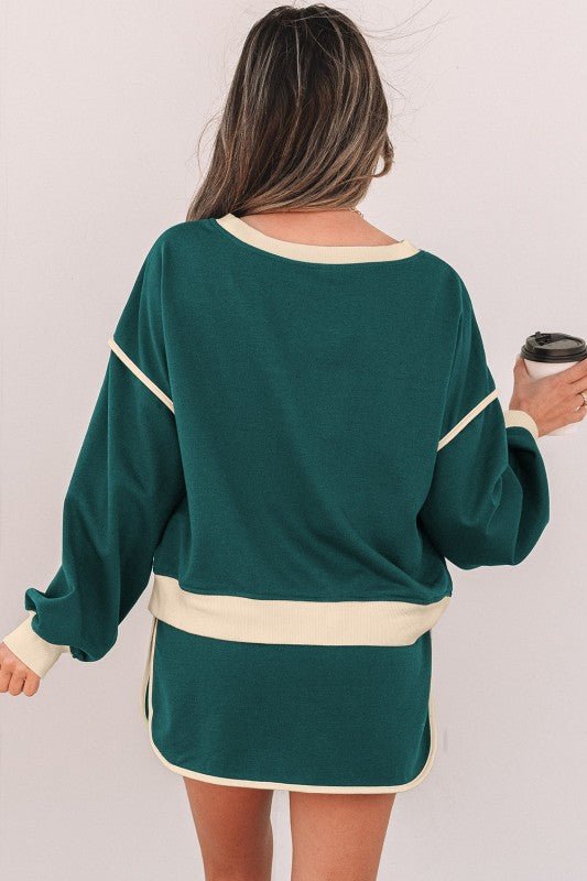 Colorblock Long Sleeve Top and Skort Set - Robbi & Angel