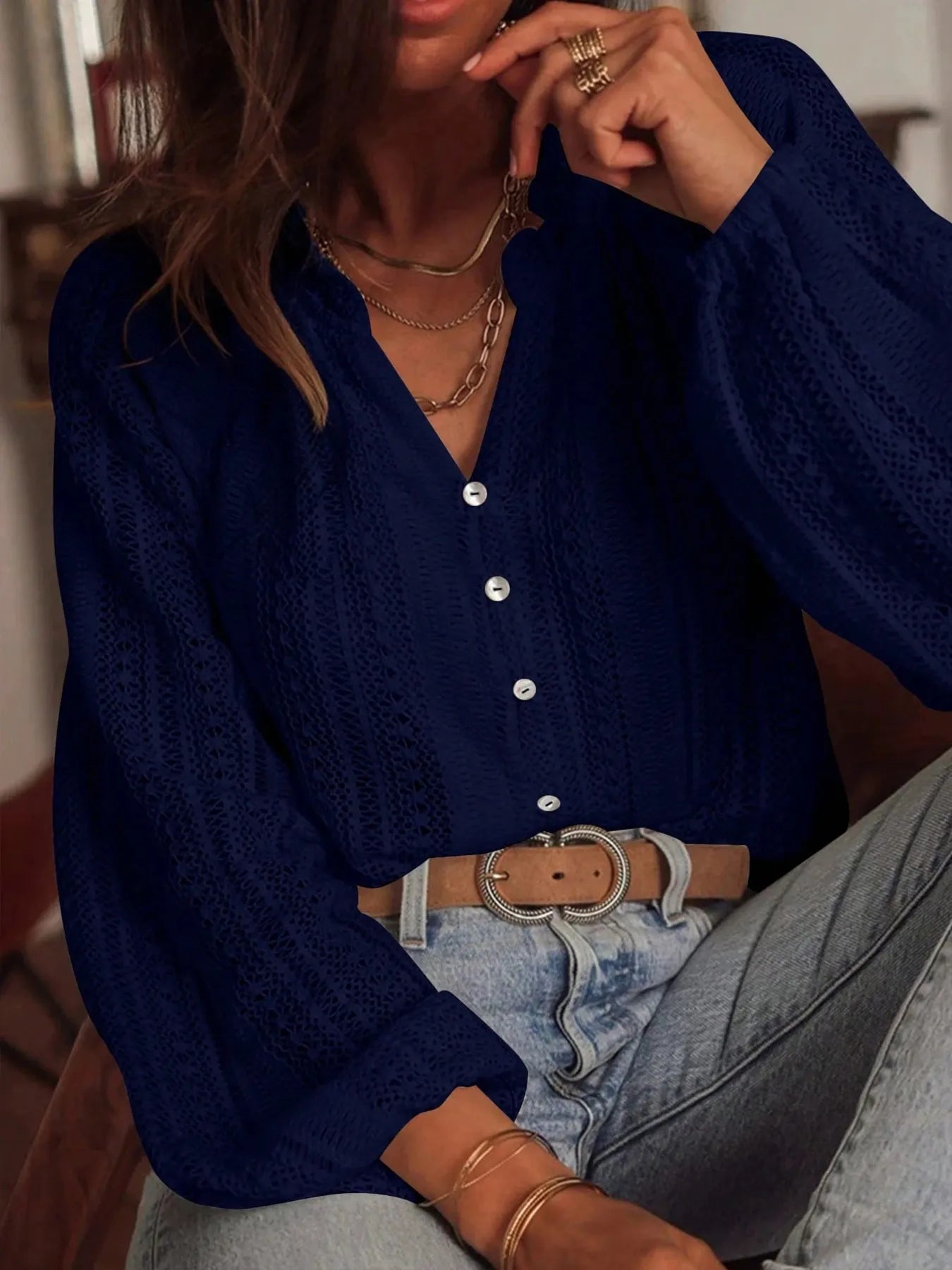 Crochet Notched Button - Front Shirt - Robbi & Angel