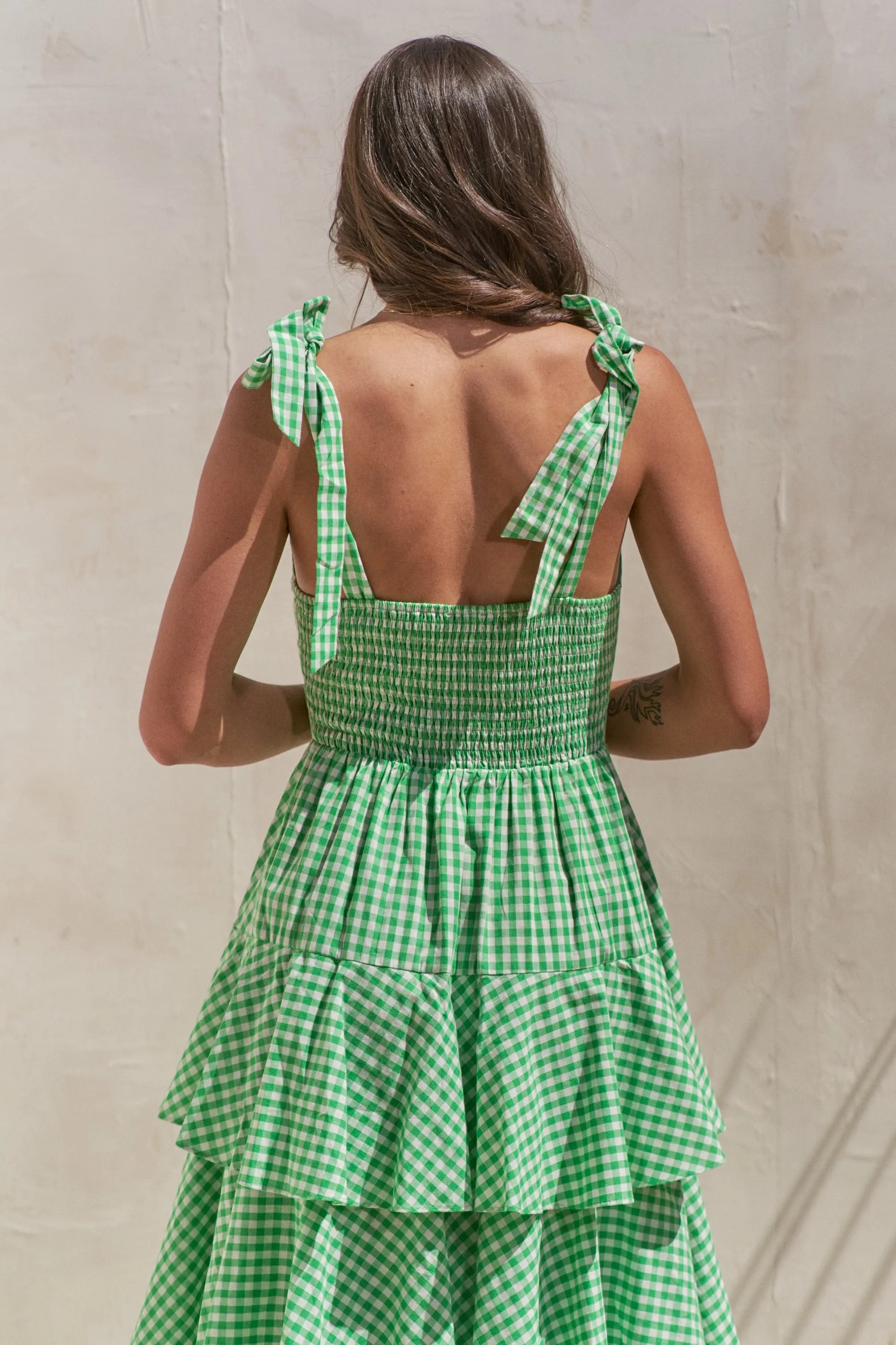 Jade By Jane Sleeveless Gingham Print Tiered Midi Dress - Robbi & Angel