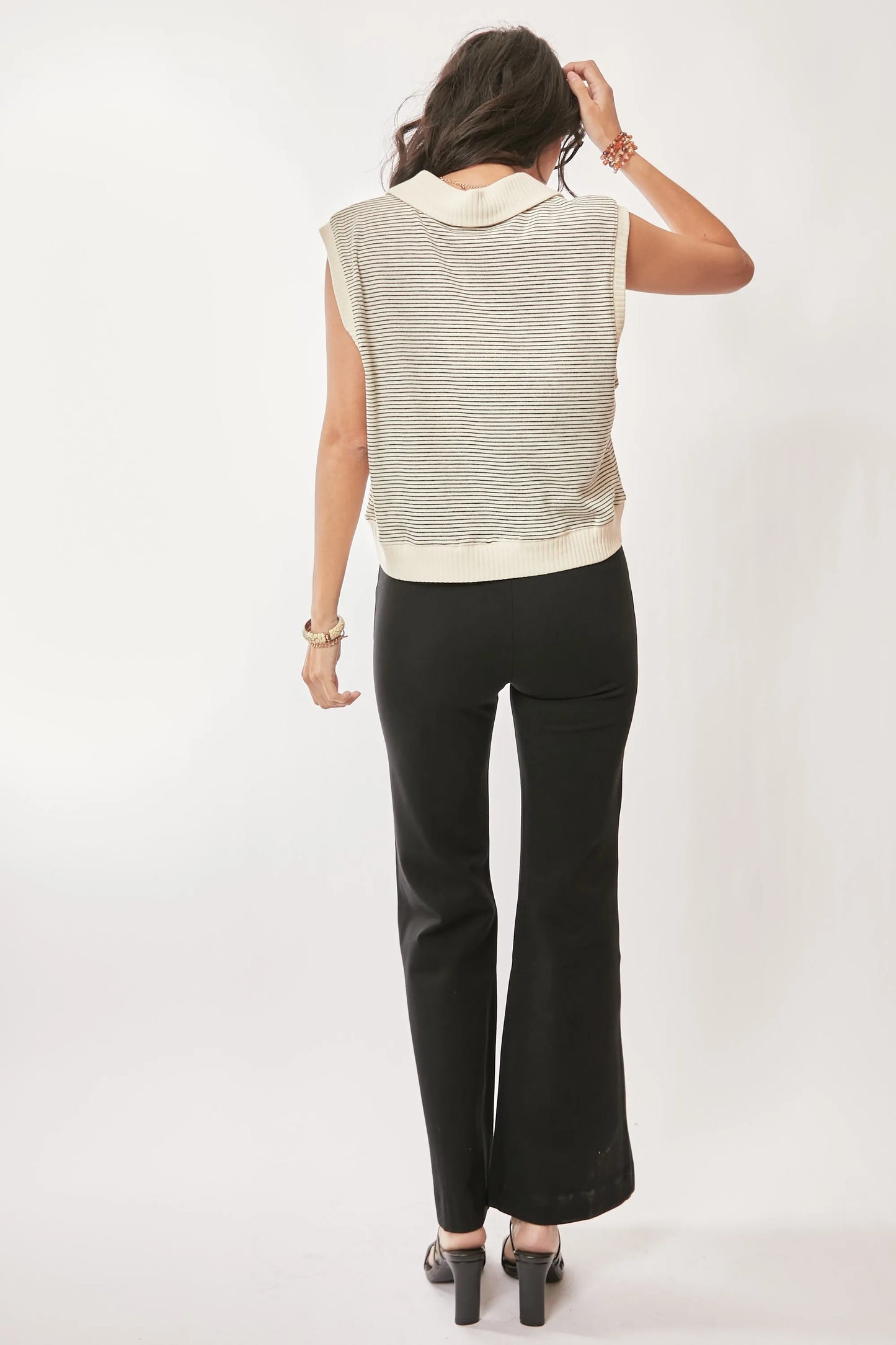 Davi & Dani French Terry Boxy Fit Striped Sweater Vest - Robbi & Angel