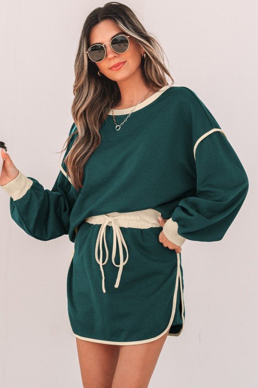 Colorblock Long Sleeve Top and Skort Set - Robbi & Angel