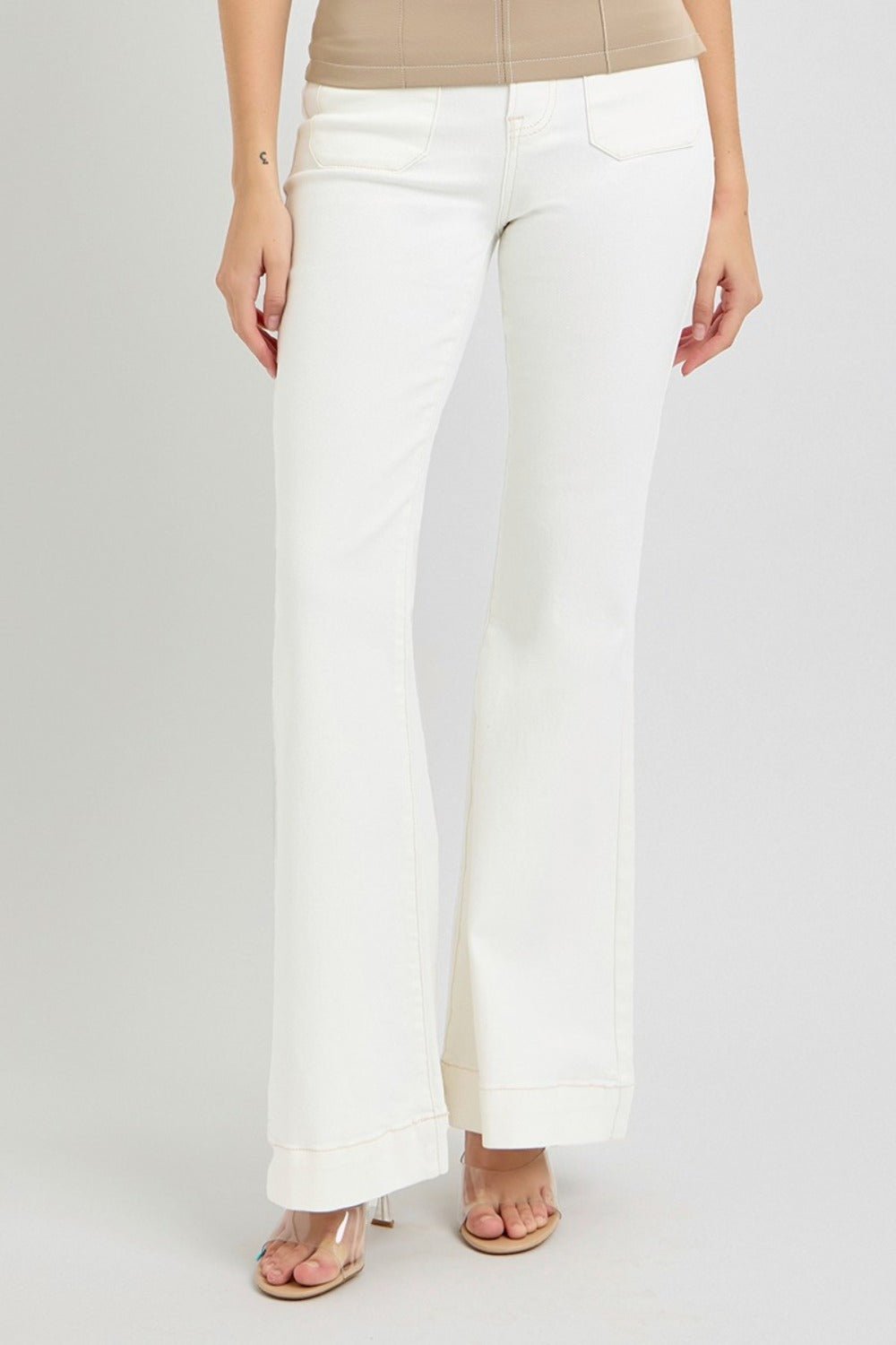 RISEN Full Size High Rise Front Patch Pocket Flare Jeans - Robbi & Angel