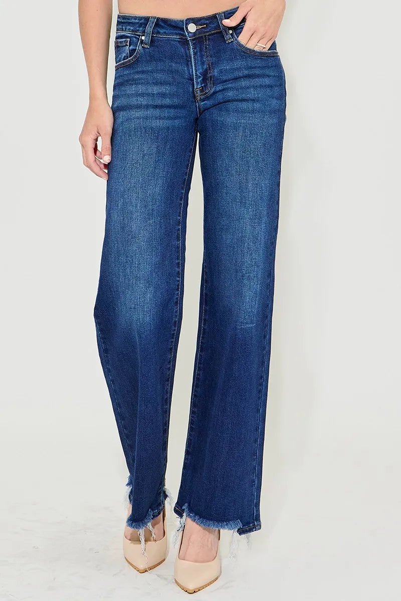 RISEN Full Size Low Rise Wide Leg Jeans Plus Size - Robbi & Angel
