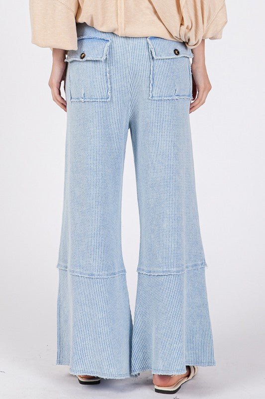 SAGE + FIG Waffle Textured Wide Leg Mineral Washed Pants - Robbi & Angel