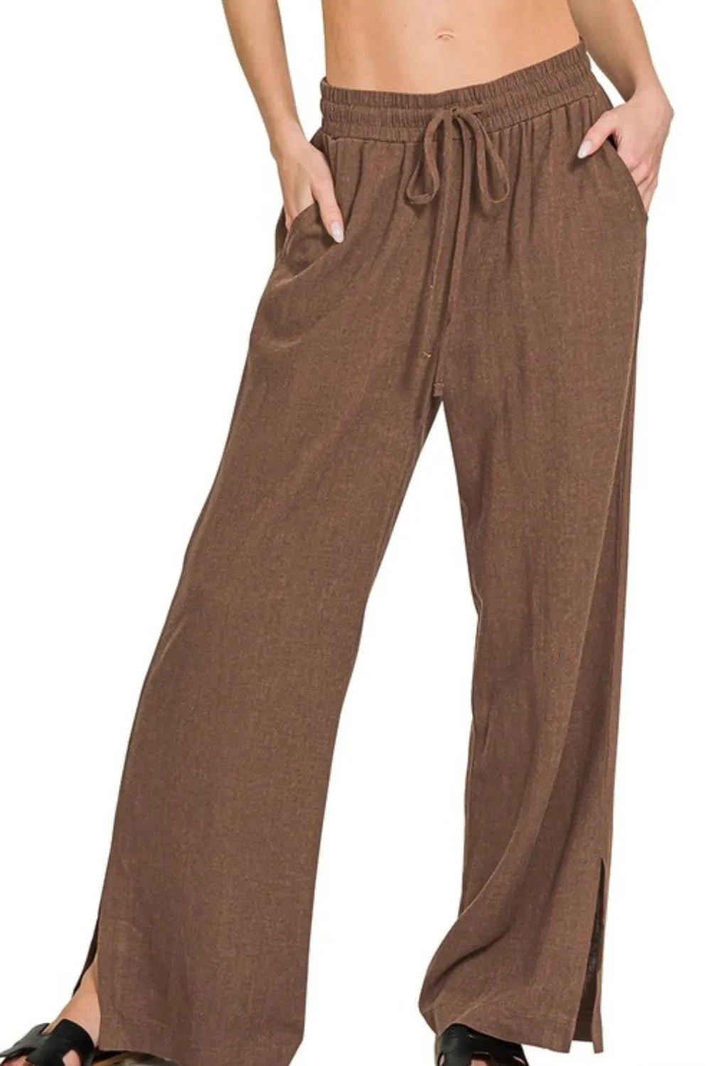 Zenana Linen Drawstring Pants - Robbi & Angel