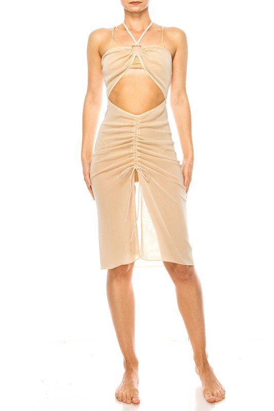 ONE PIECE HALTER NECKLINE SHIMMER ORGANZA RUCHED C - Robbi & Angel