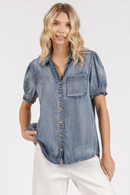Mittoshop Collared Neck Puff Sleeve Shirt - Robbi & Angel