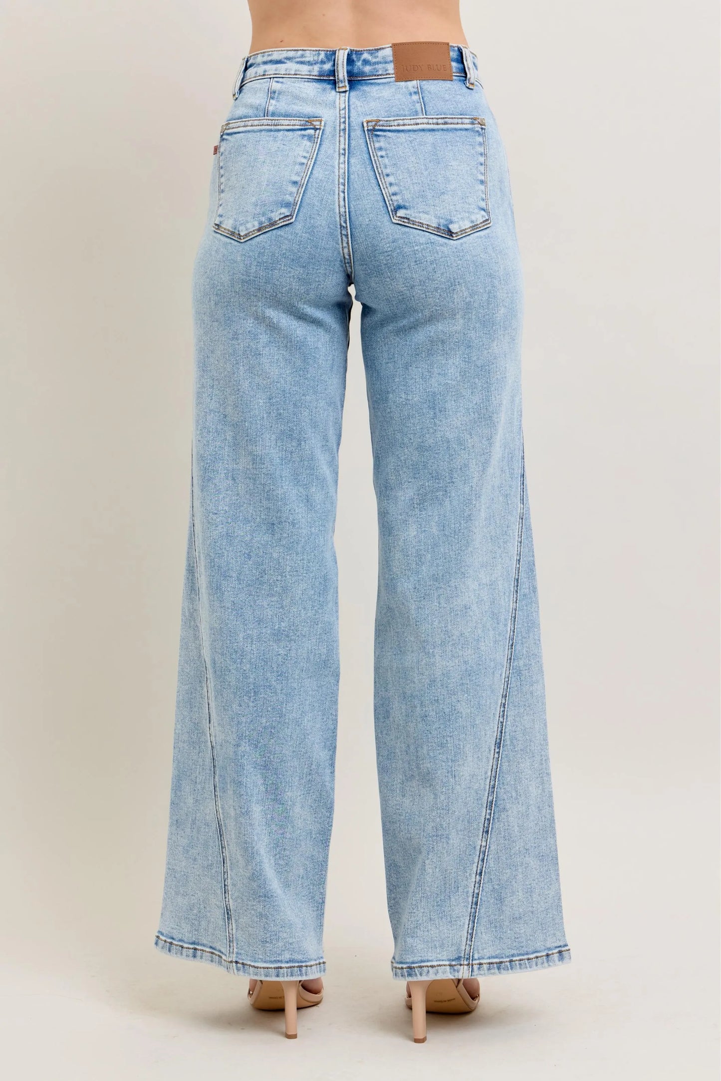 Judy Blue Full Size High Waist Wide Leg Jeans with Skewed Inseam Plus Size - Robbi & Angel