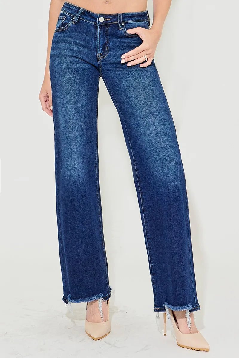 RISEN Full Size Low Rise Wide Leg Jeans Plus Size - Robbi & Angel