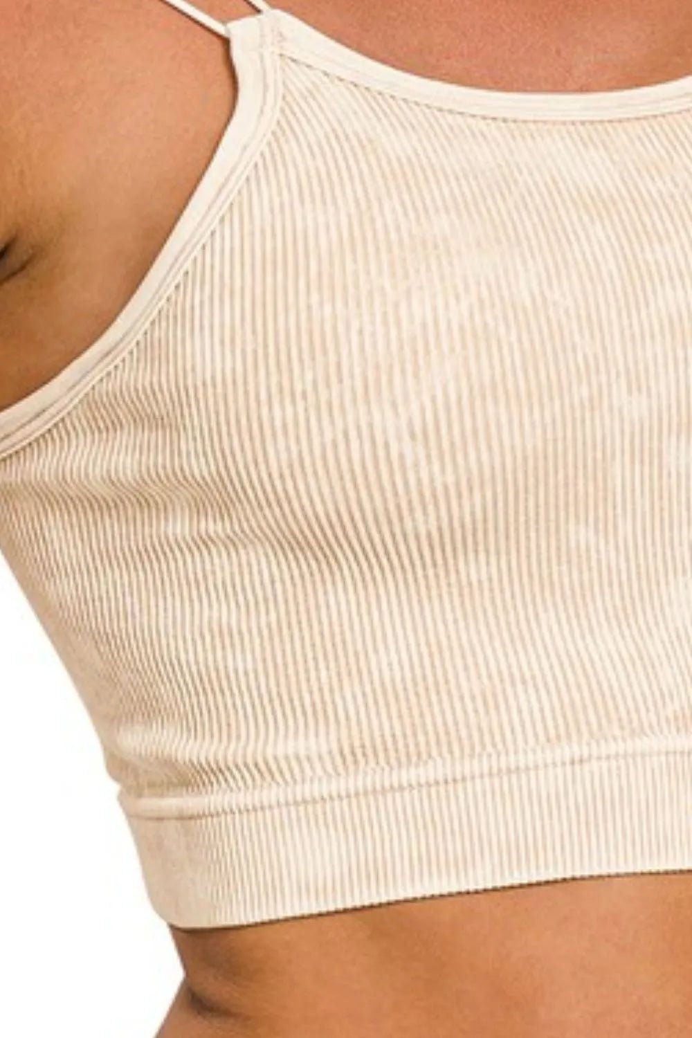 Zenana Washed Ribbed Seamless Double Strap Brami - Robbi & Angel