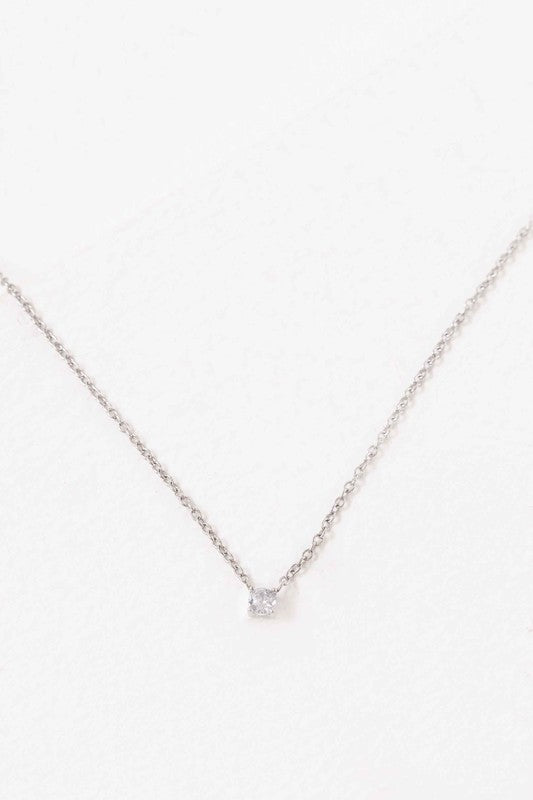 Classic Single Stone Necklace | Silver - Robbi & Angel