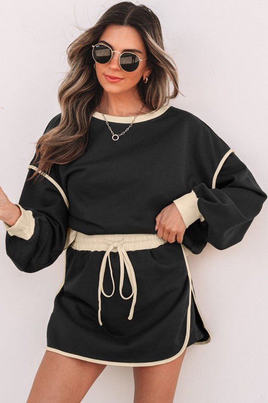 Colorblock Long Sleeve Top and Skort Set - Robbi & Angel