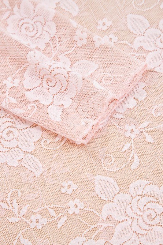 Floral Lace Sheer Mesh Long Sleeve Top - Robbi & Angel