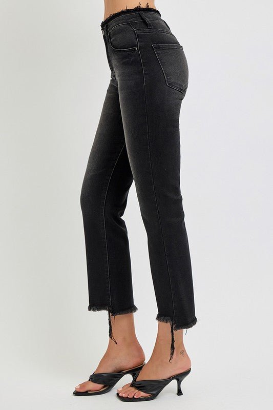 RISEN Full Size Raw Hem Cropped Flare Jeans Plus Size - Robbi & Angel