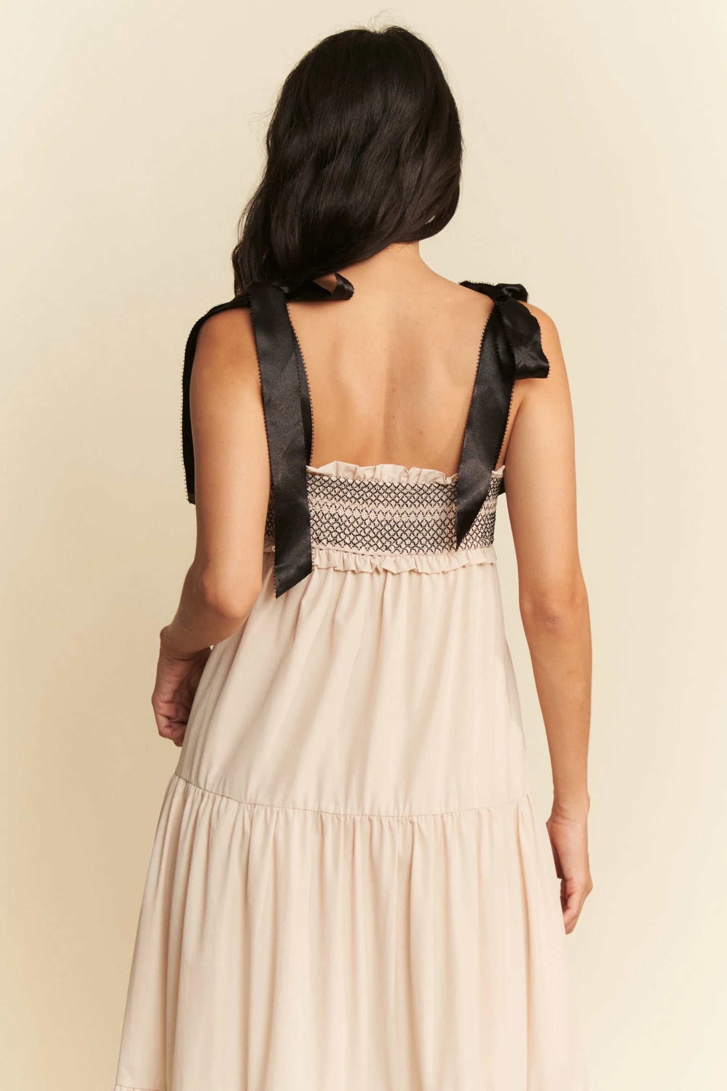 Davi & Dani Multi Contrast Smocked Bodice Straps Maxi Dress - Robbi & Angel