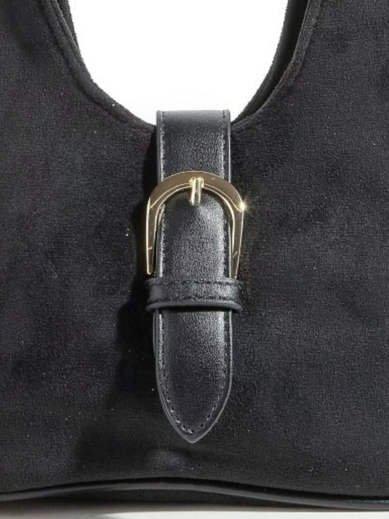 Fame Buckle Accent Faux Suede Hand Bag - Robbi & Angel