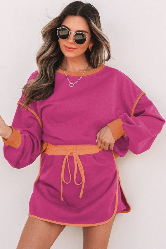 Colorblock Long Sleeve Top and Skort Set - Robbi & Angel