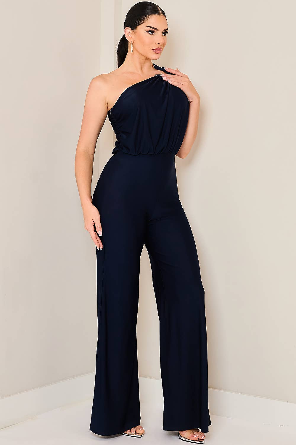 One shoulder shirring jumpsuit - Robbi & Angel