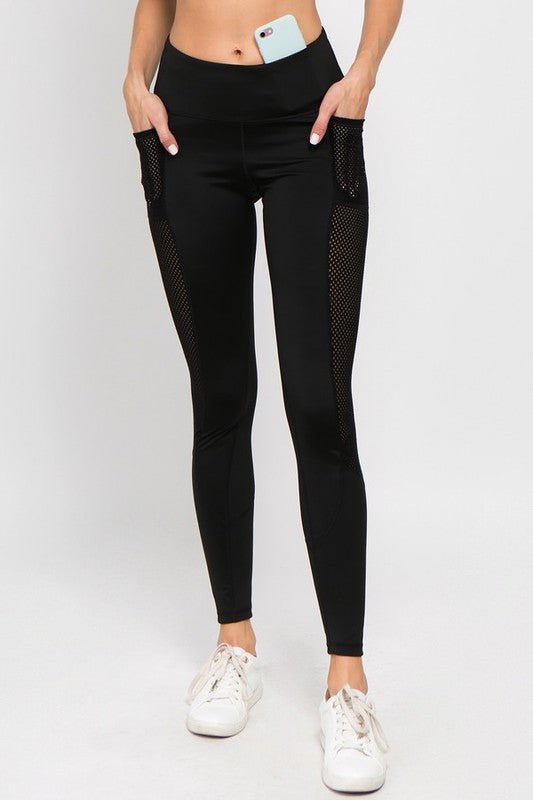 Active Jersey Mesh Striped 3 - Pocket Leggings - Robbi & Angel