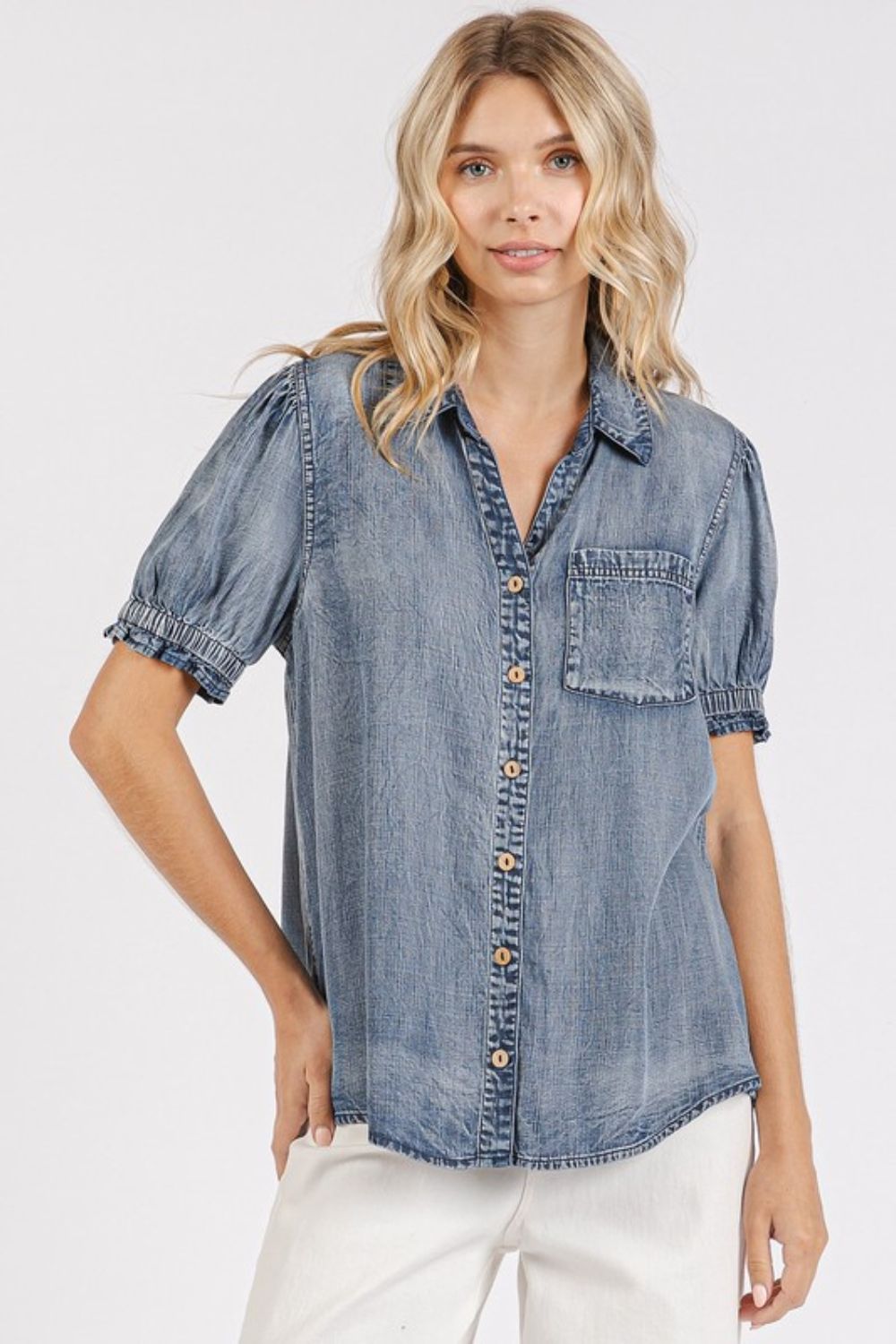 Mittoshop Collared Neck Puff Sleeve Shirt - Robbi & Angel