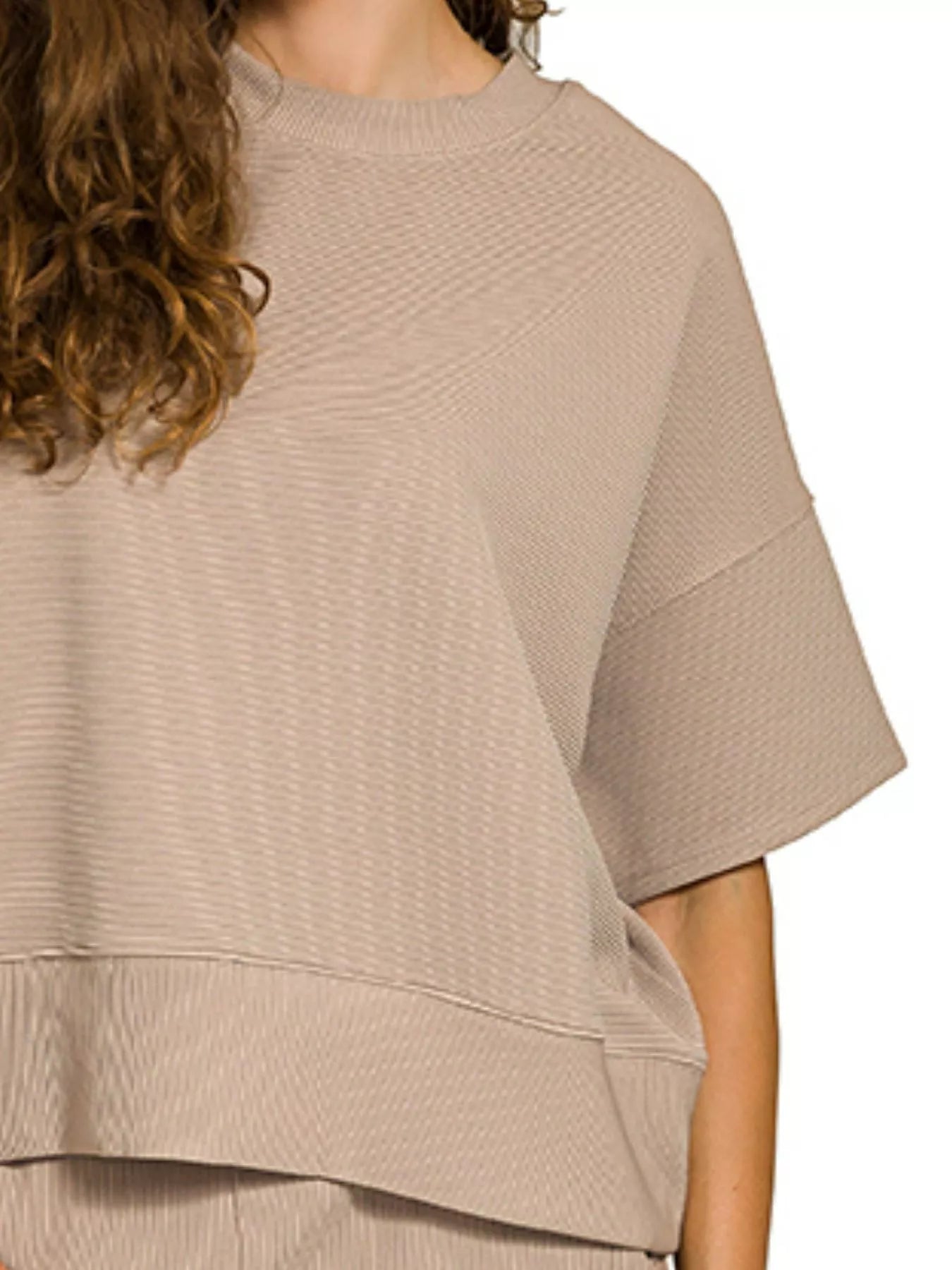 Zenana Ribbed Round Neck Tee & Pants Set - Robbi & Angel