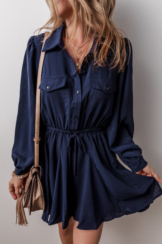 Kim Chest Pockets Tunic Shirt Mini Dress - Robbi & Angel