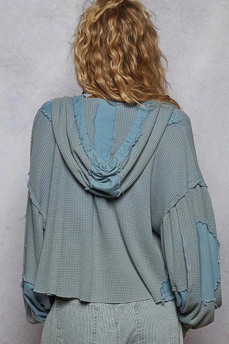 POL Contrast Cropped Jacket with Raw Edge Detail - Robbi & Angel