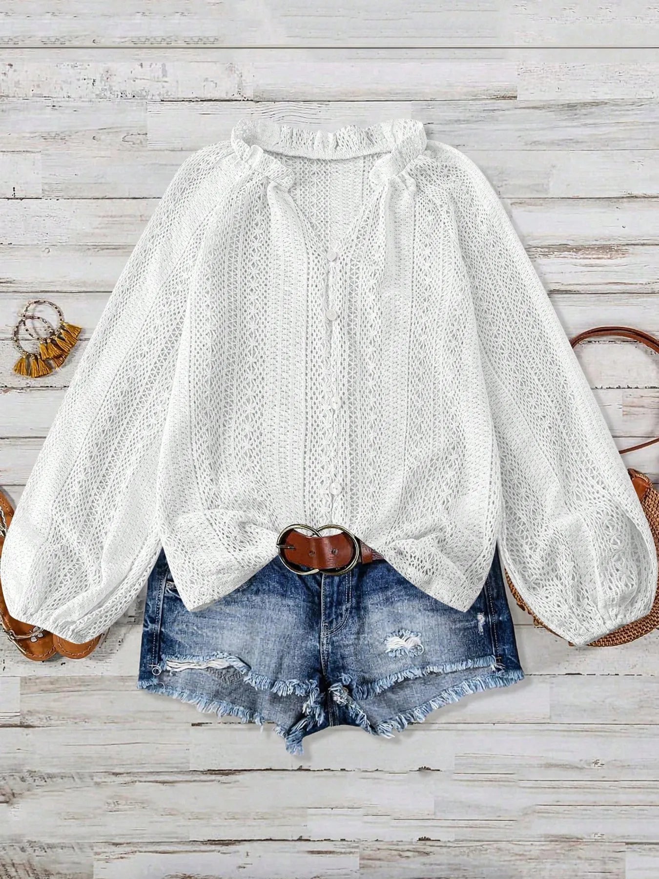 Crochet Notched Button - Front Shirt - Robbi & Angel