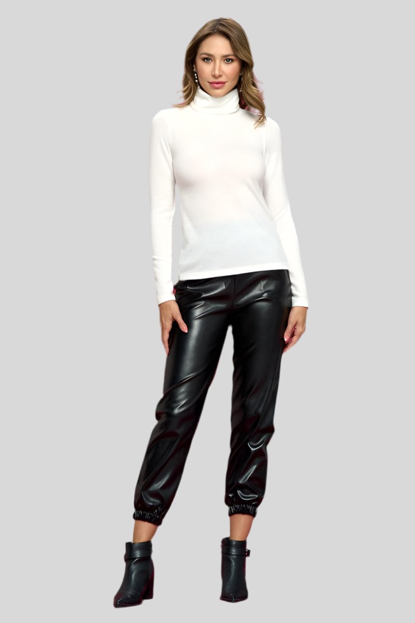 Solid Knit Turtleneck Top