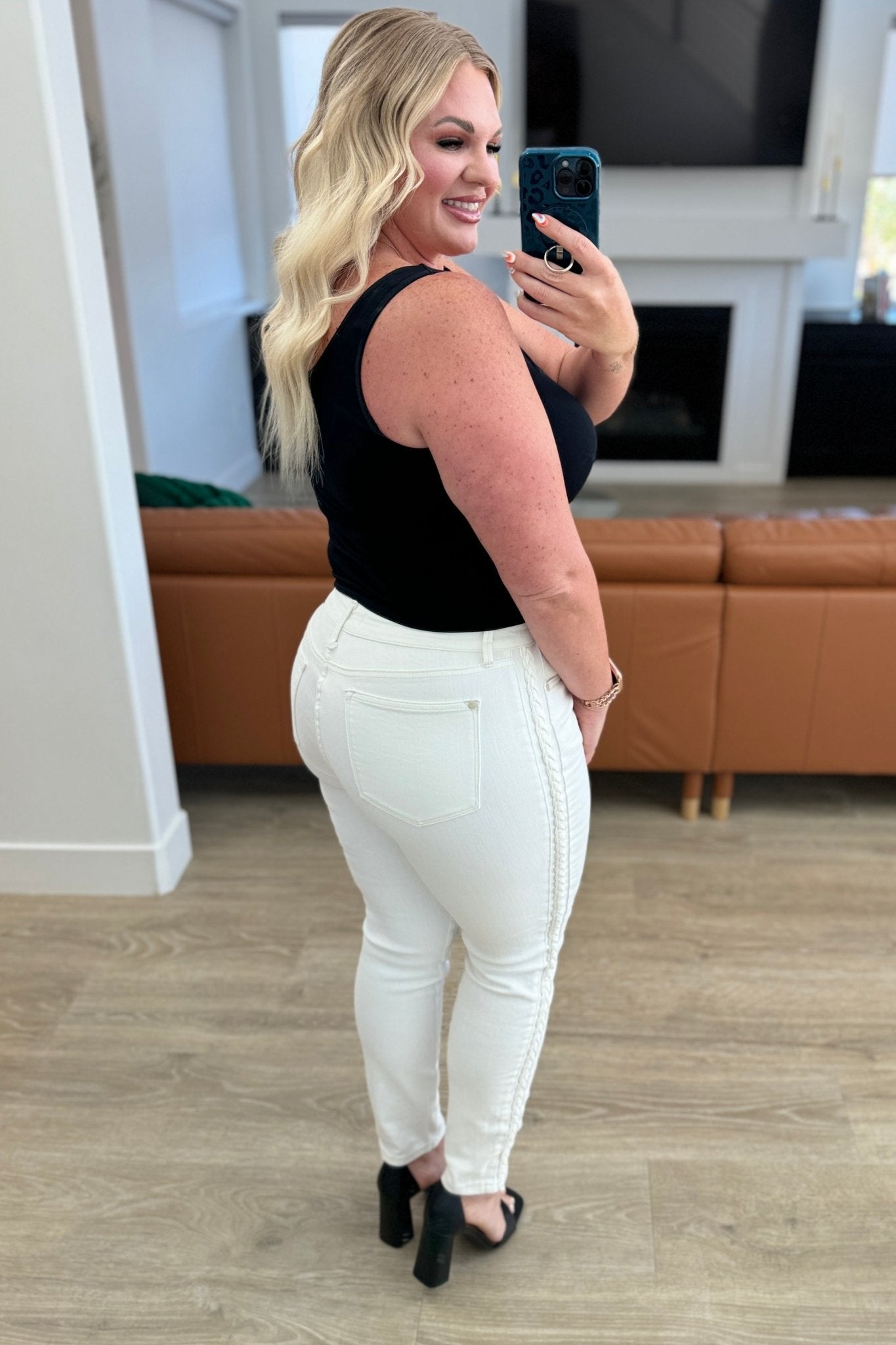 Maddie Mid Rise Braided Side Seam Relaxed Jeans - Robbi & Angel