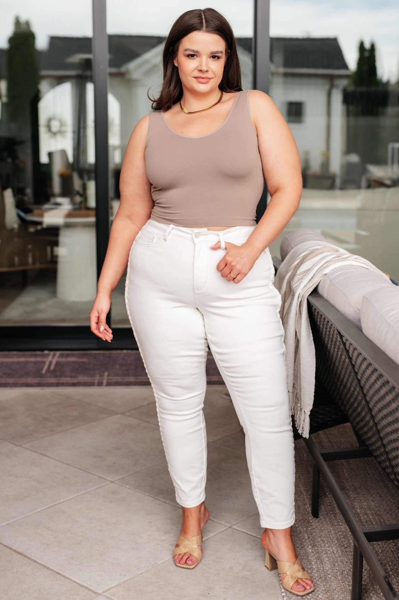 Maddie Mid Rise Braided Side Seam Relaxed Jeans - Robbi & Angel