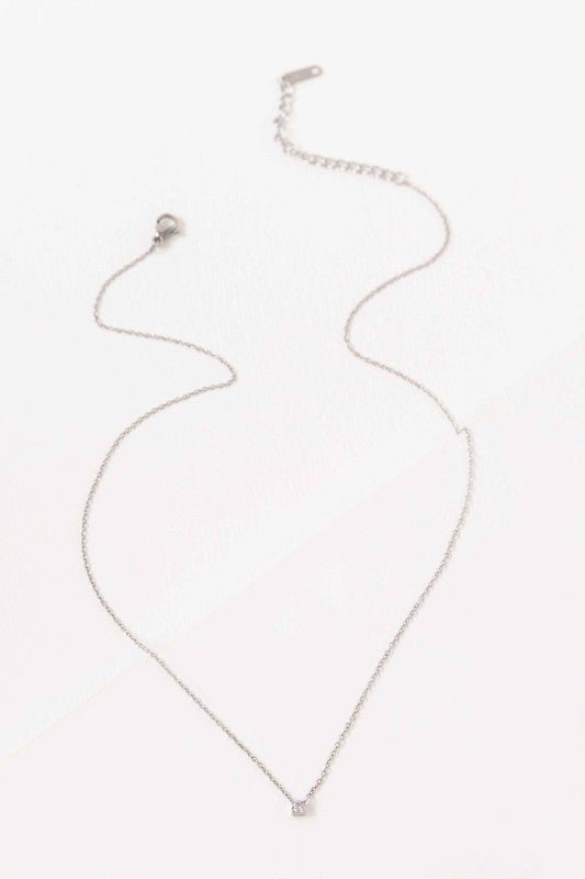 Classic Single Stone Necklace | Silver - Robbi & Angel